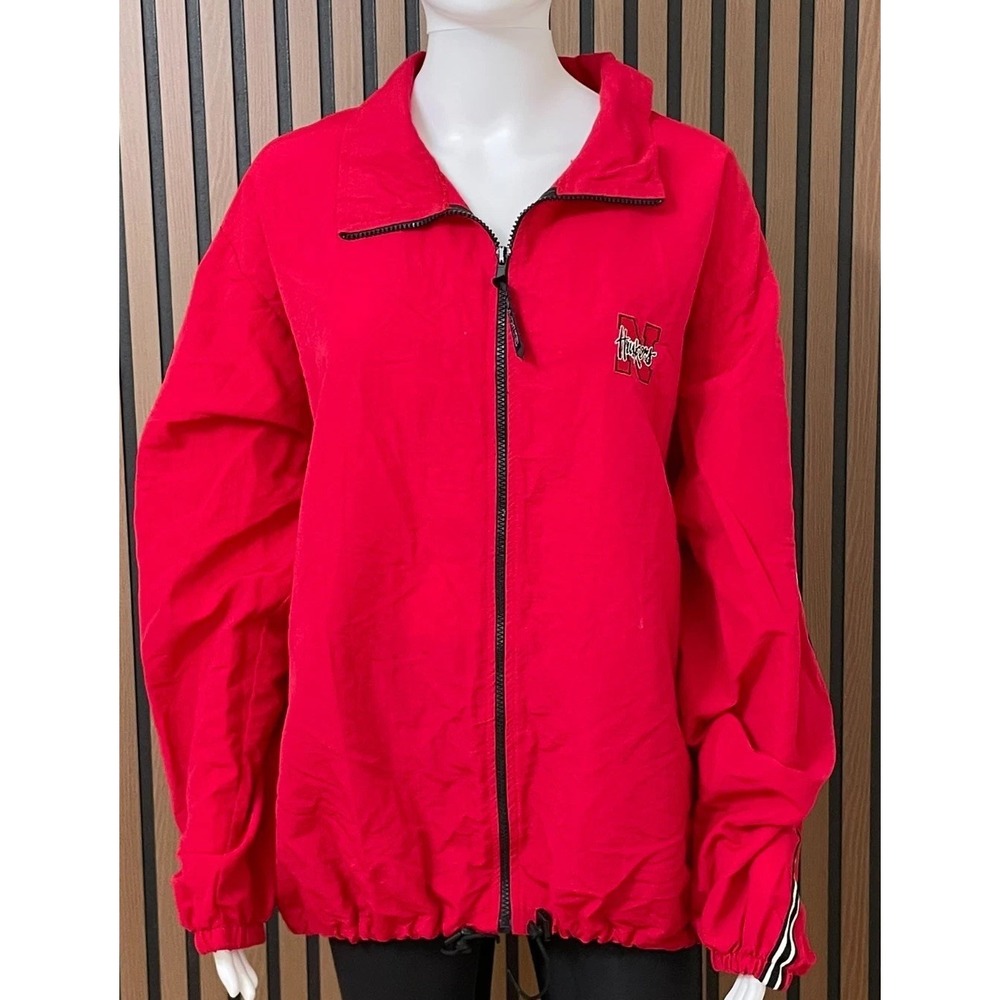 League Men's XL Red Jacket Windbreaker Nebraska Cornhuskers NCAA Football Zip Up